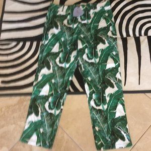 Banned Retro Palm Print Pants XL Tiki NWOT